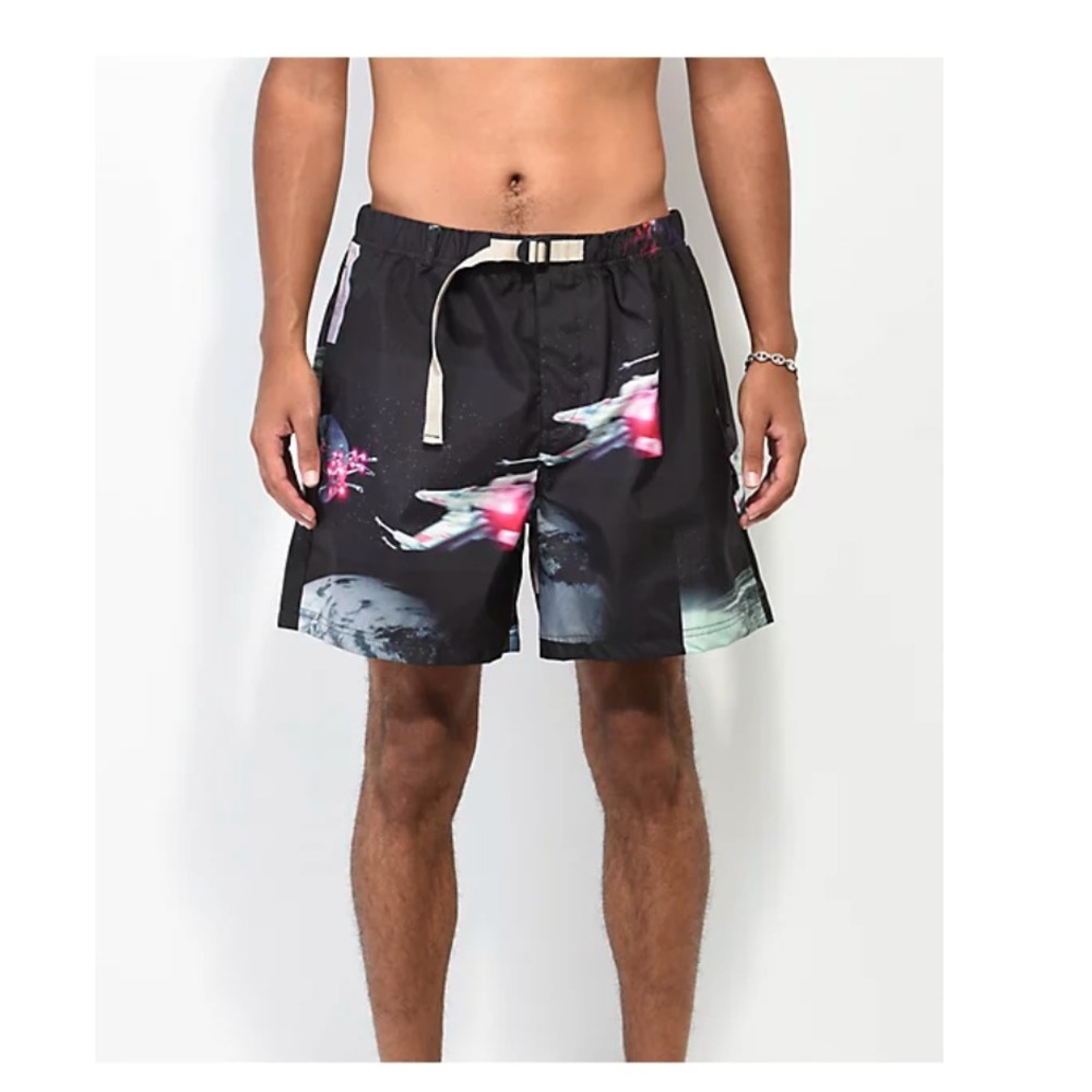 Element Star Wars Shorts Small Black Galaxy X-Wing Belted Skateboard Sci-Fi Mens